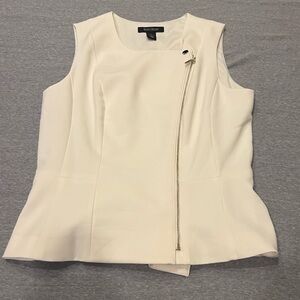 White House Black Market white zip up vest top